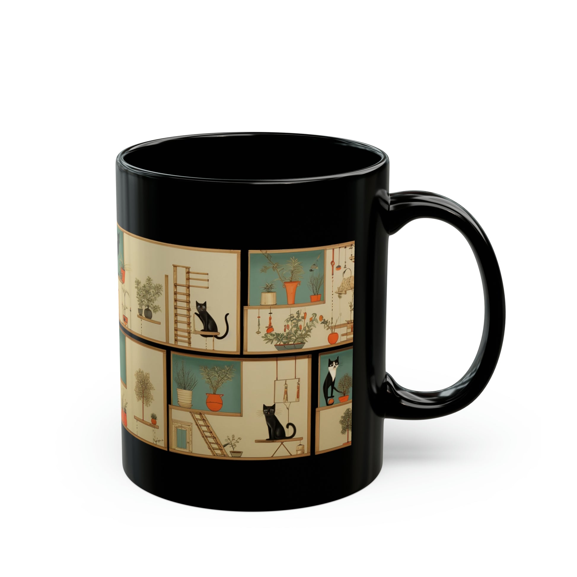 1960s wallpaper pattern style funny cats in boxes mug whatmart