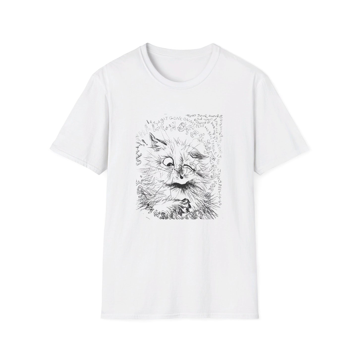 louis wain cat sketch "i am a bit gone on myself and have to make it up with my feelings" reproduction tshirt