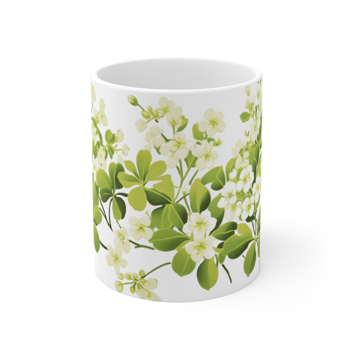 1970's wallpaper pattern style of pretty white verbena's coffee mug whatmart