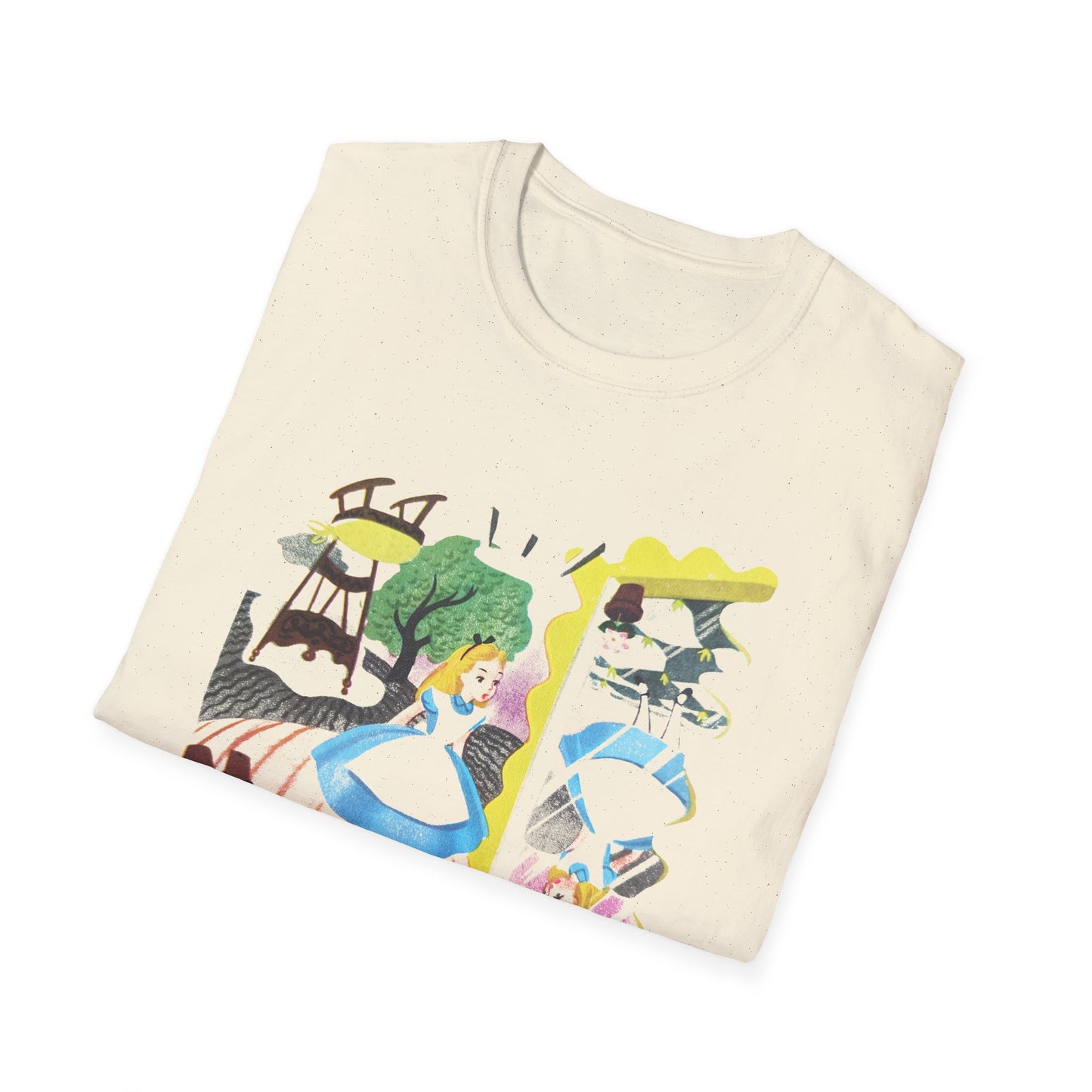 alice in wonderland alice through the looking glass upsidedown illustration tshirt