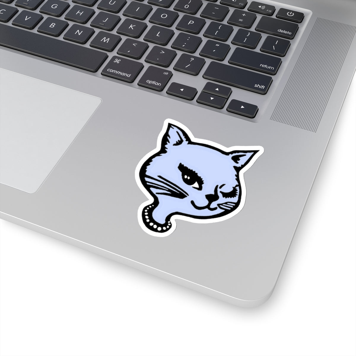 1990s winking cat matte version (no sparkles) mauve kiss-cut sticker whatmart