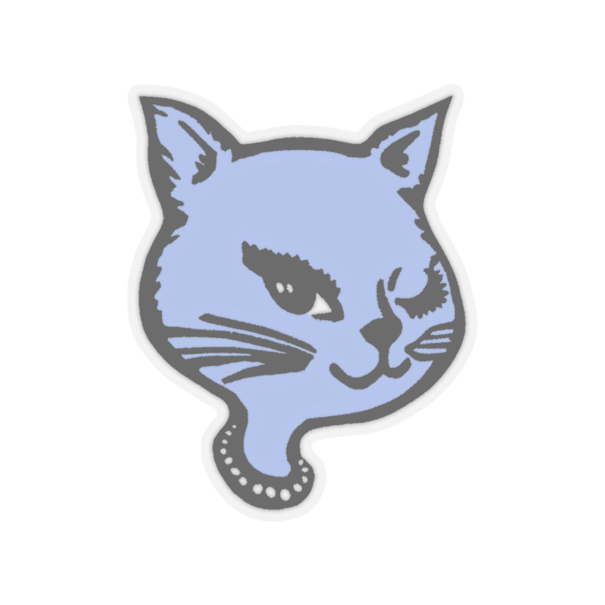 1990s winking cat matte version (no sparkles) mauve kiss-cut sticker whatmart