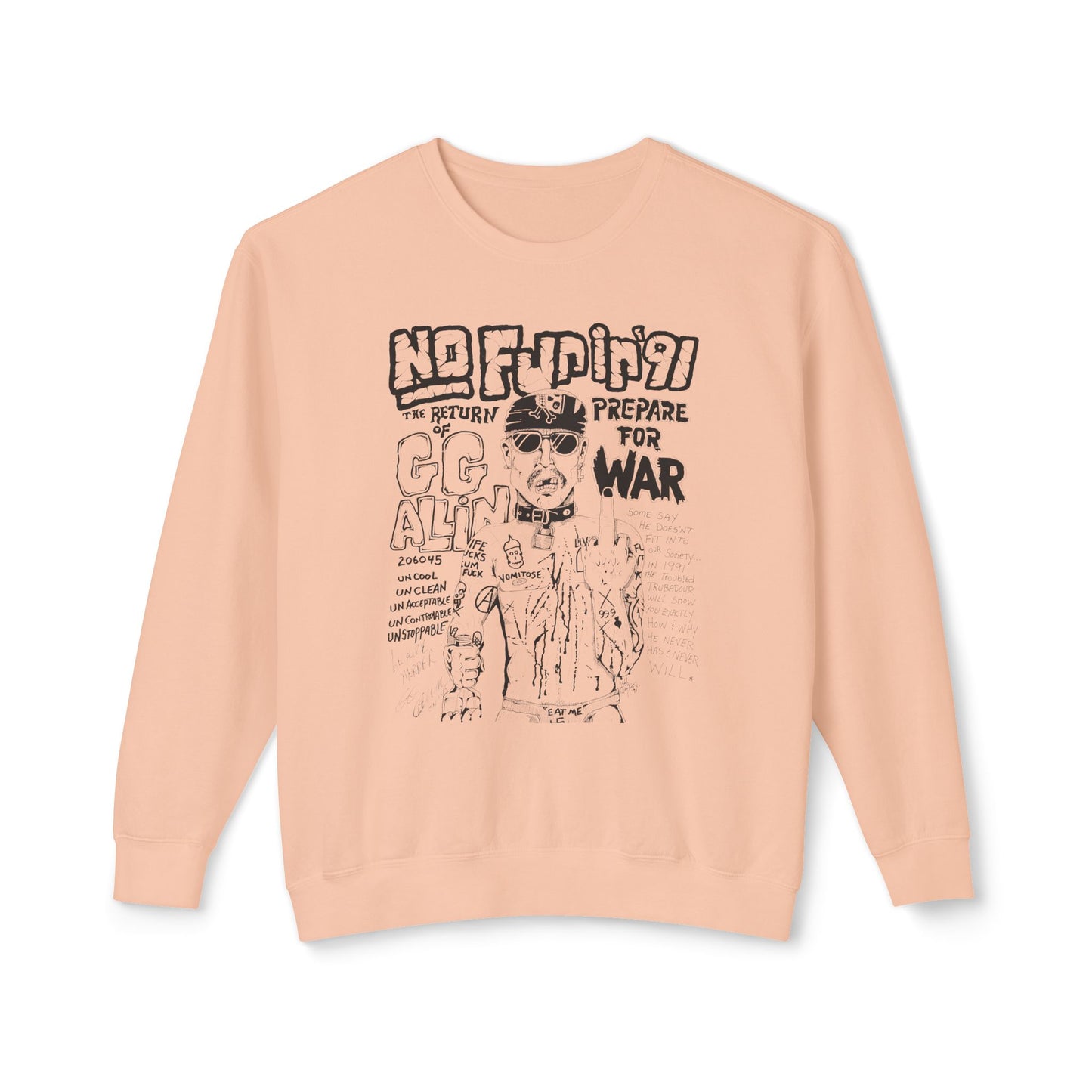 no fun in '91 gg allin show poster 100% cotton sweatshirt