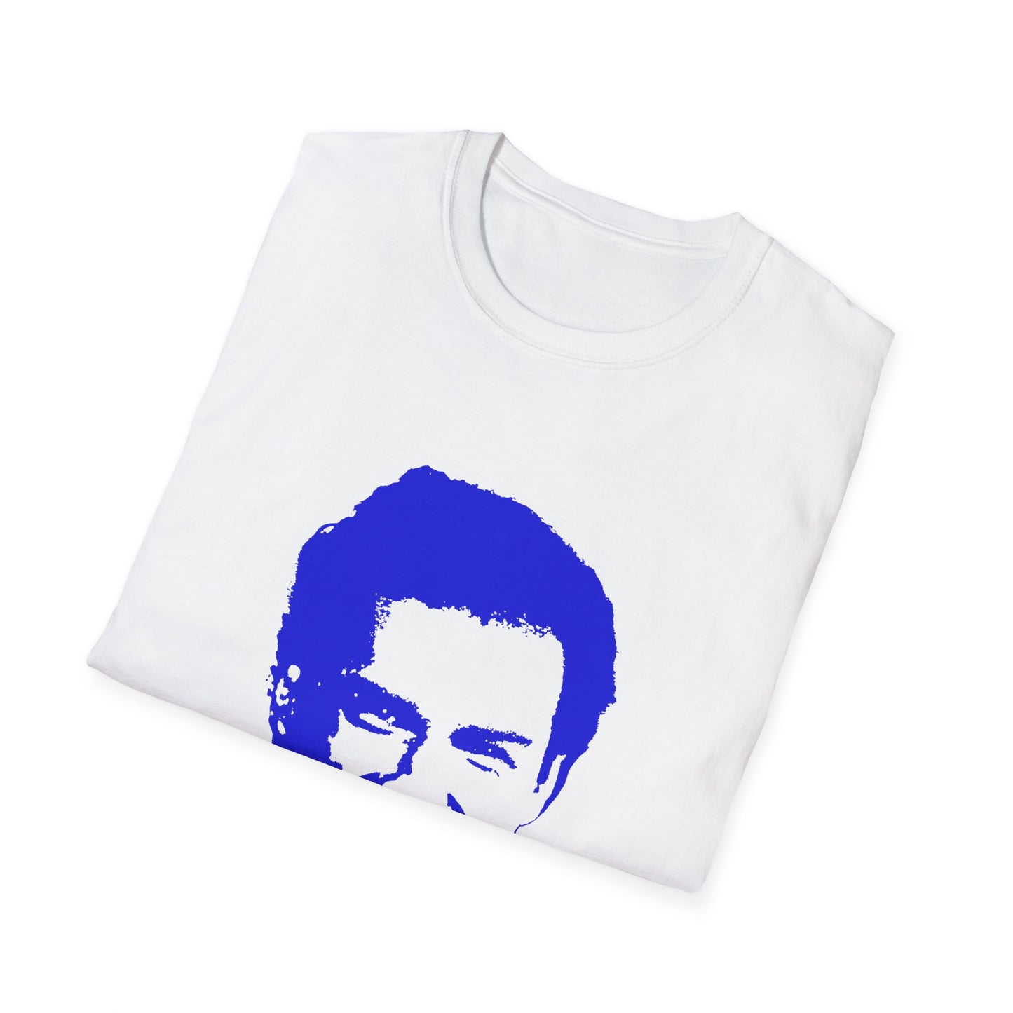 norm macdonald blue stencil face tshirt