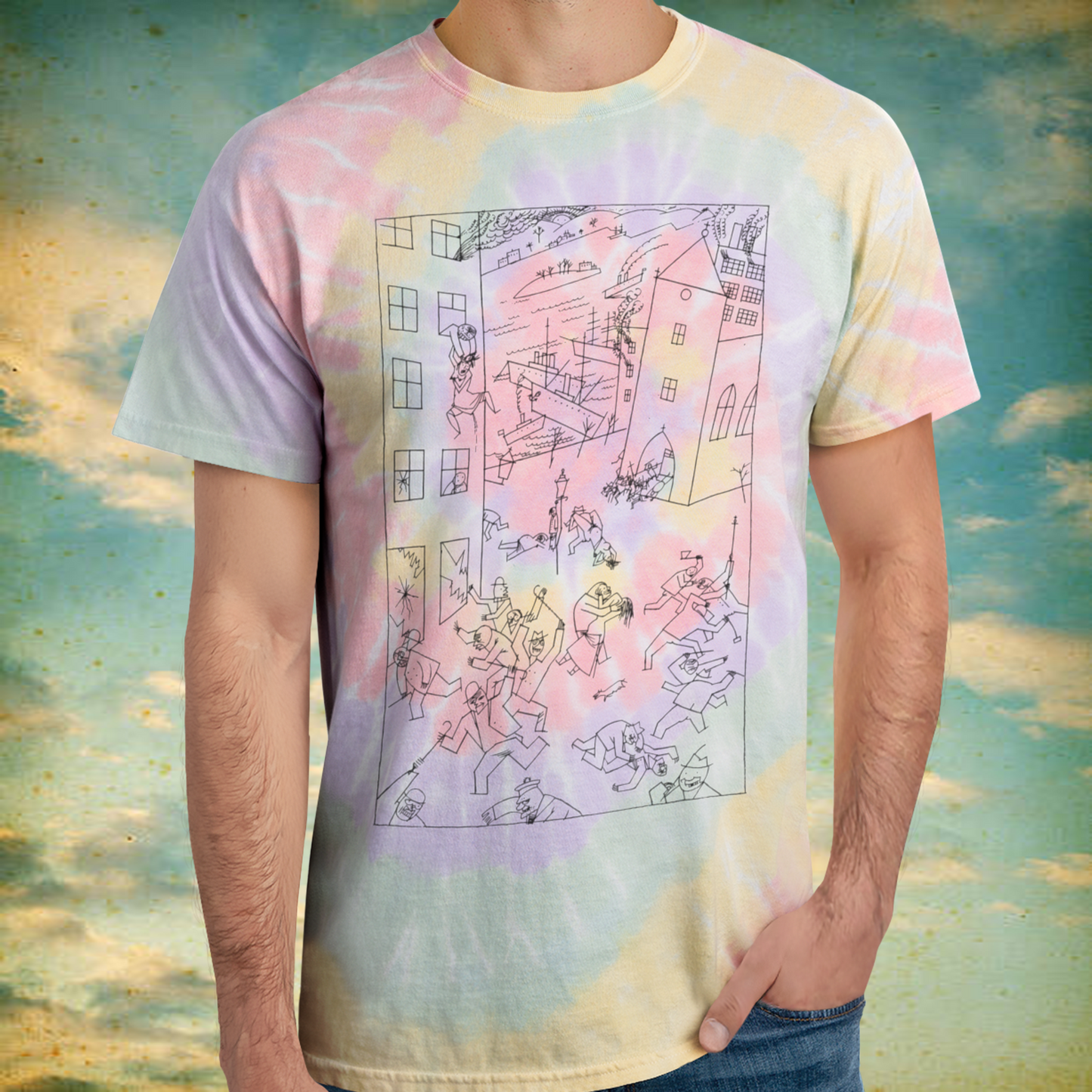 1915 drawing george grosz riot of the insane tie dye tshirt