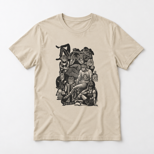 1965 wood engraving "bestiarum juvenile” graphic by fritz eichenberg tshirt