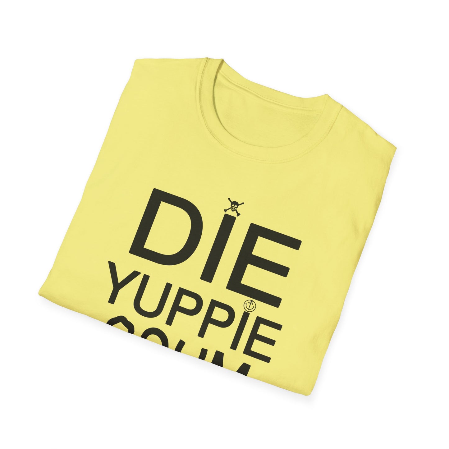 1980s new york inspired anti gentrification message die yuppie scum! tshirt