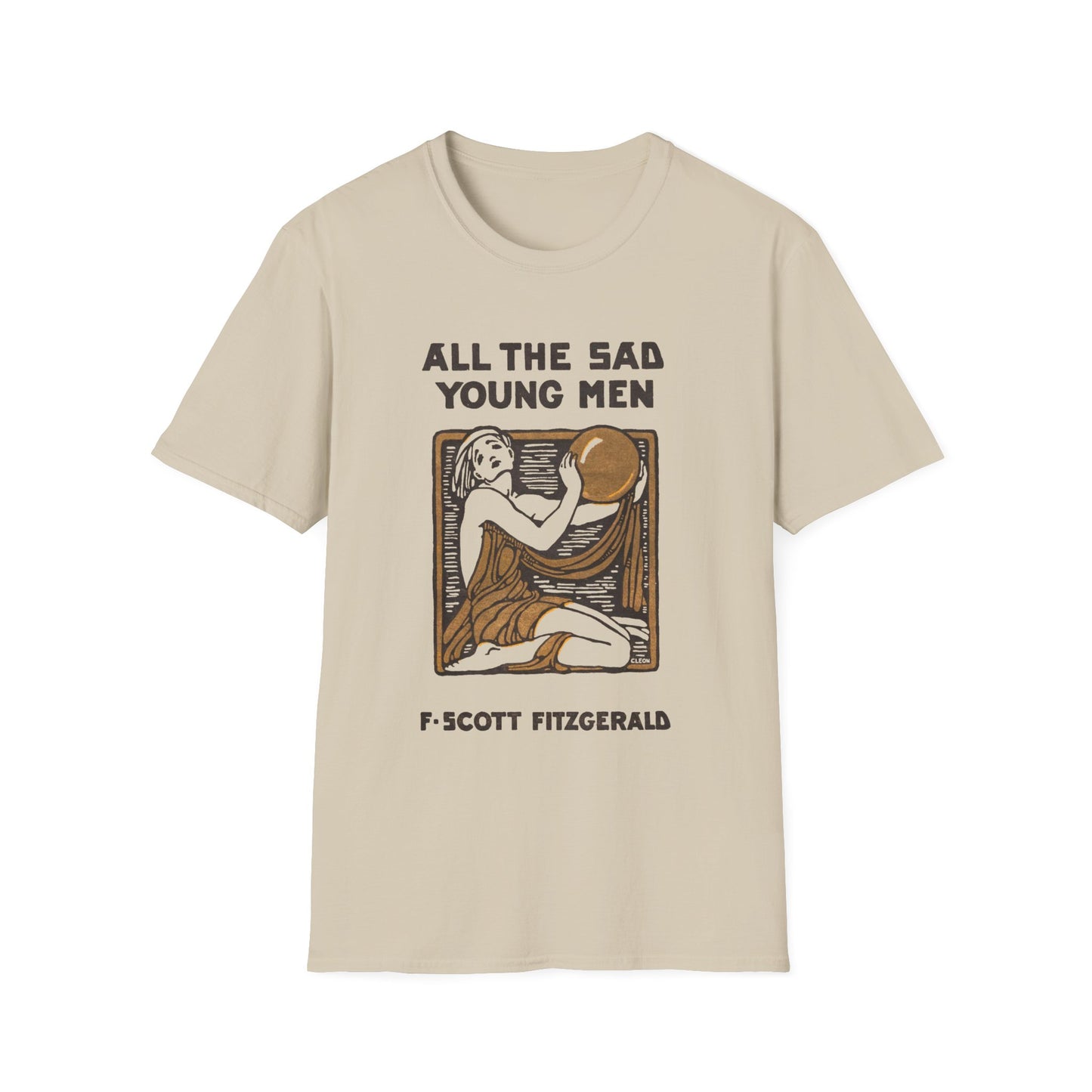 1926 f. scott fitzgerald book cover by cleo damianakes for "all the sad young men" tshirt
