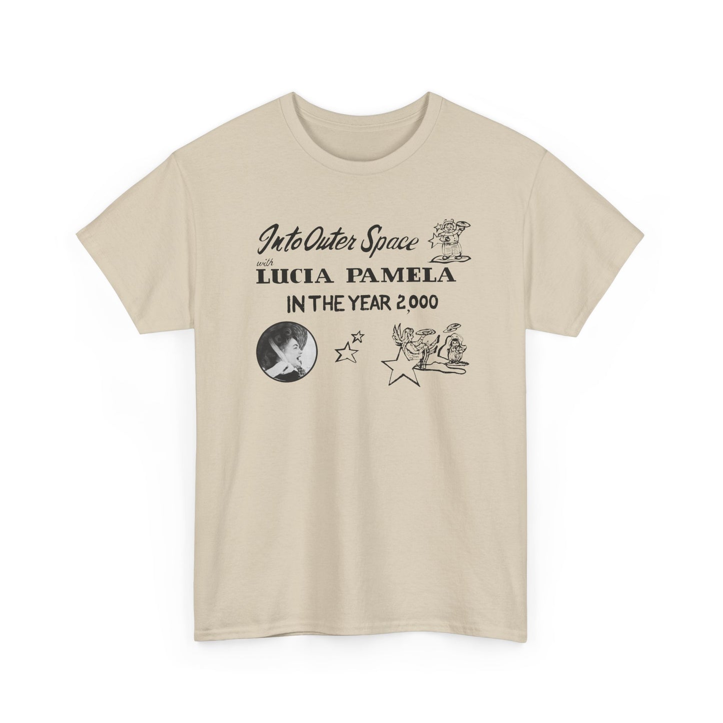 into outer space with lucia pamela in the year 2000 coloring book cover tshirt