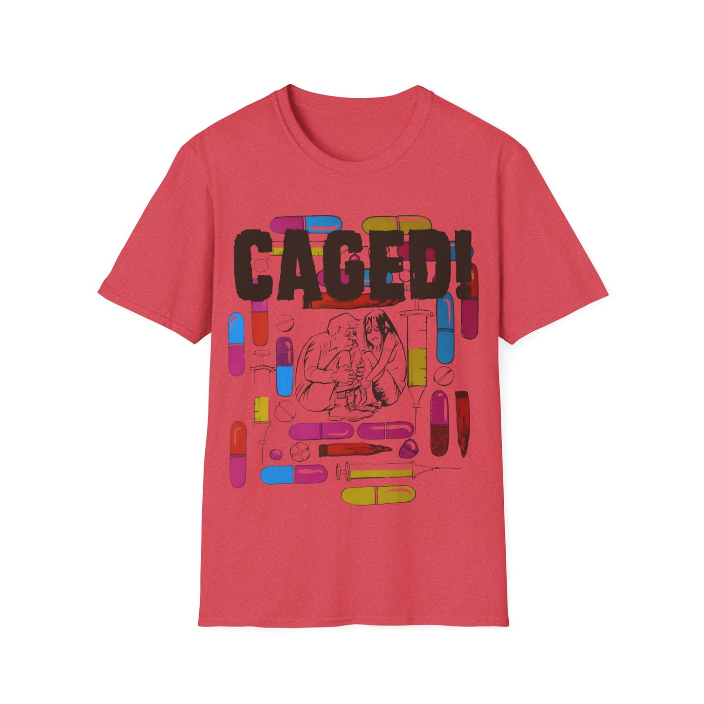 1960s/70s anti-drug poster tshirt "CAGED!" by smartset smarteen s.o.s tshirt