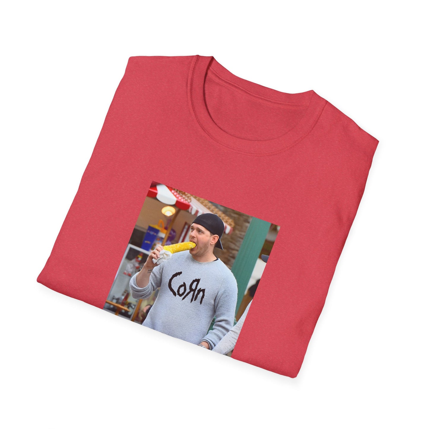 michael buble wearing a corn shirt eating corn tshirt