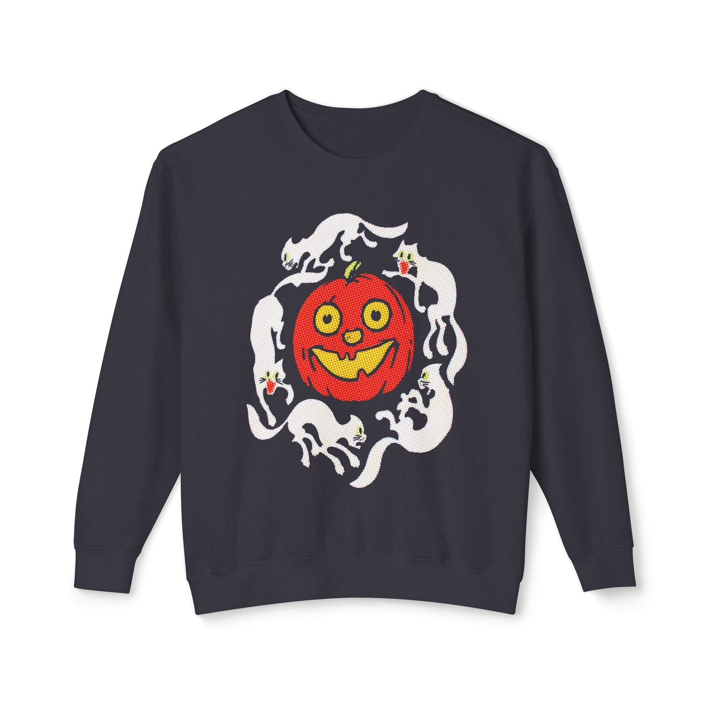 early 1900s halloween crepe paper jacko with cats custom edit 100% cotton sweatshirt