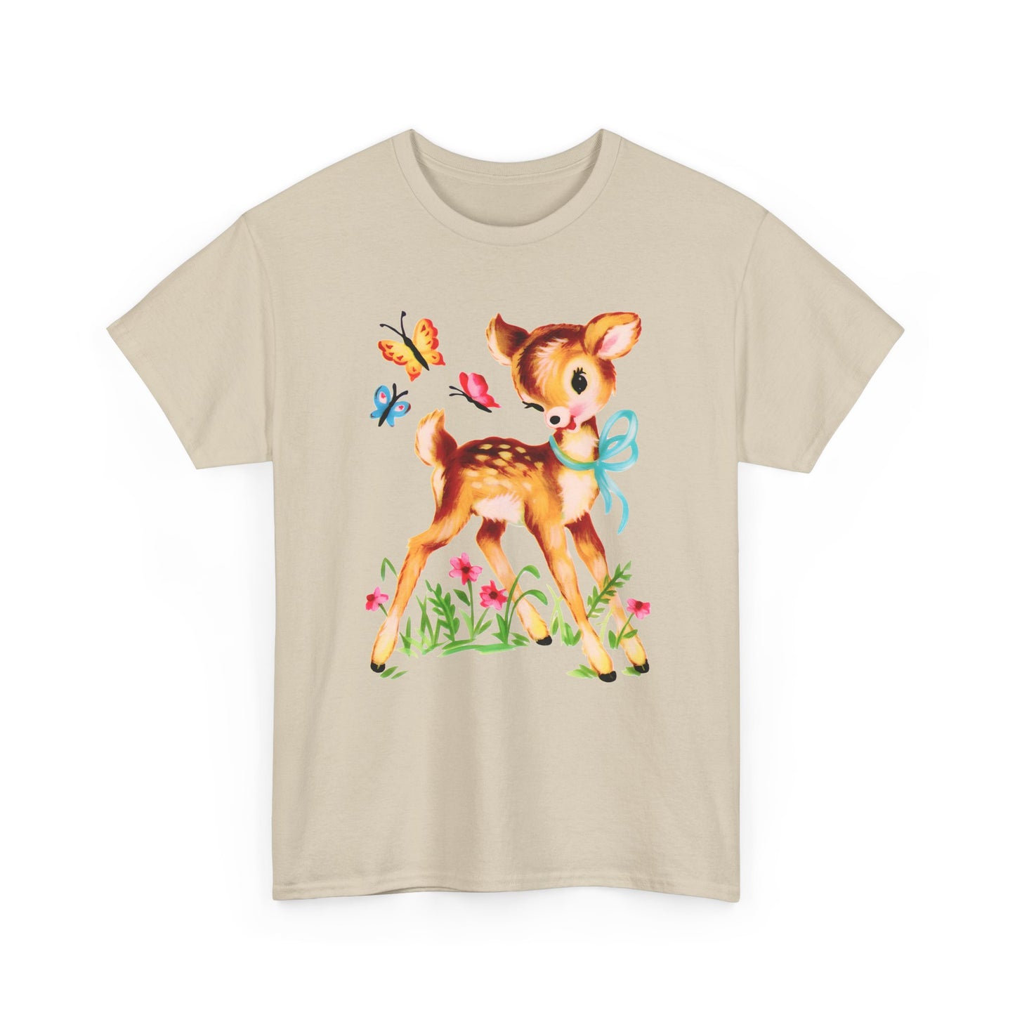 vintage cute baby deer reproduction tshirt