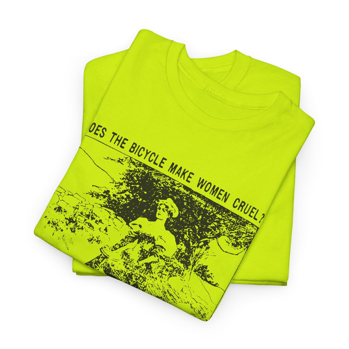 1897 cartoon does the bicycle make women cruel? reproduction tshirt