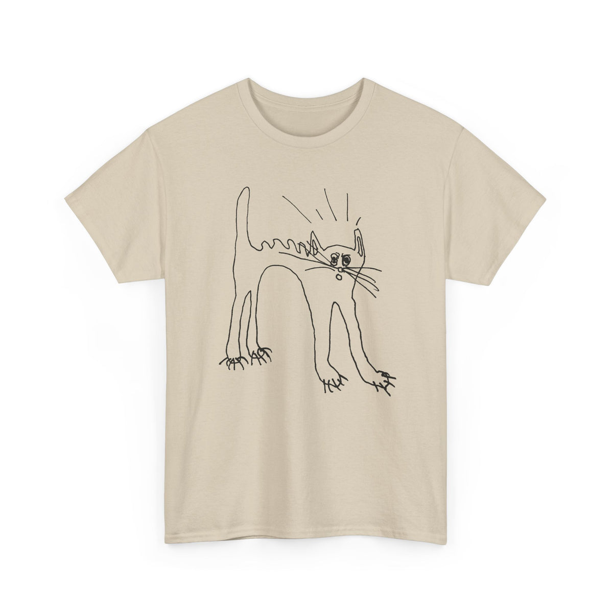 original drawing of a very spooked cat tshirt