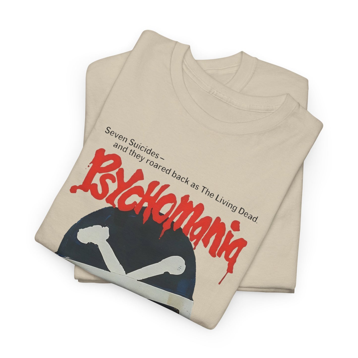 1973 psychomania movie poster with lettering tshirt