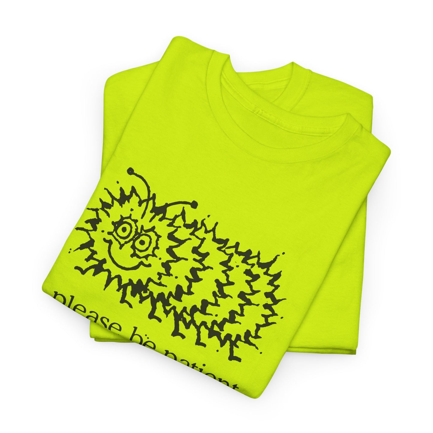 vintage please be patient god isn't finished with me yet caterpillar reproduction tshirt