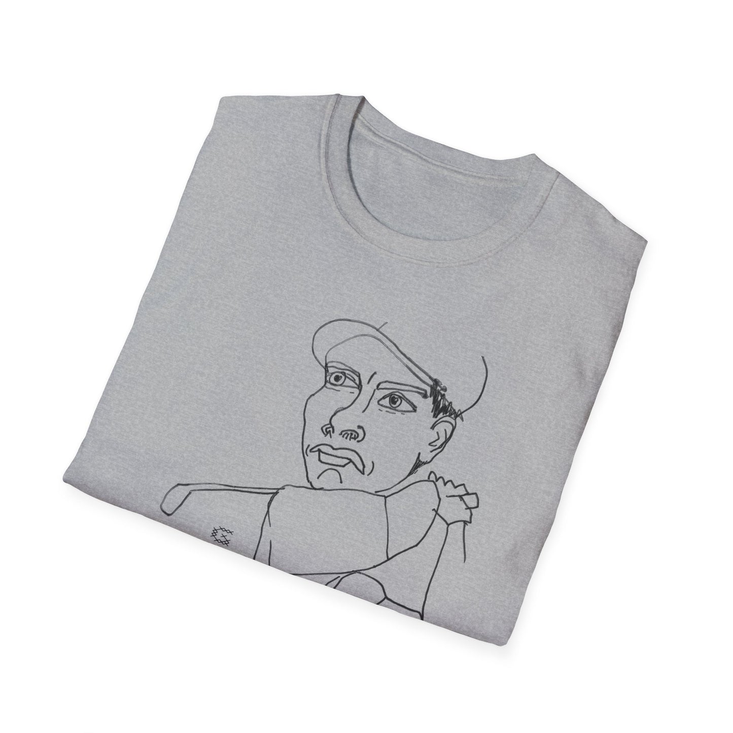 original drawing of a golfing man tshirt reads "golf sucks" maybe it does maybe it doesn't