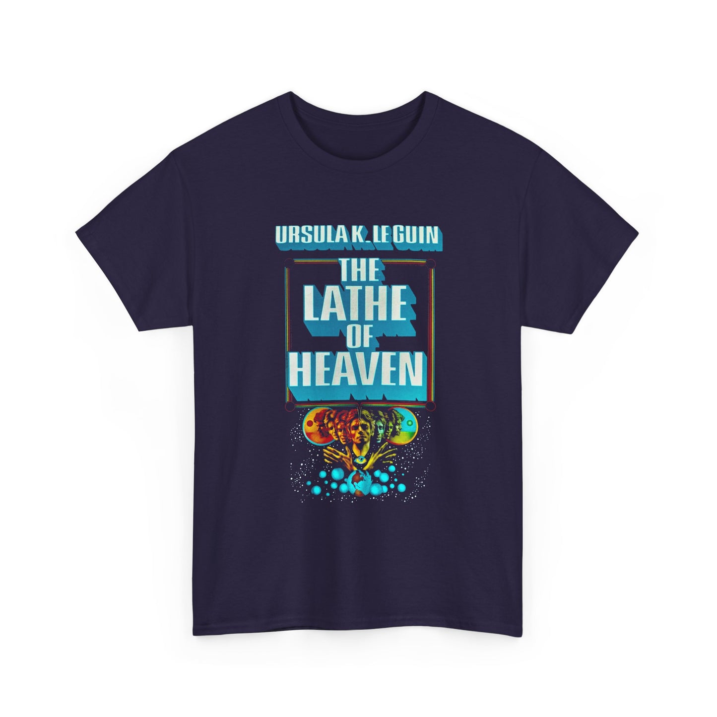 1971 ursula k le guin sci fi novel lathe of heaven variant with name book cover tshirt