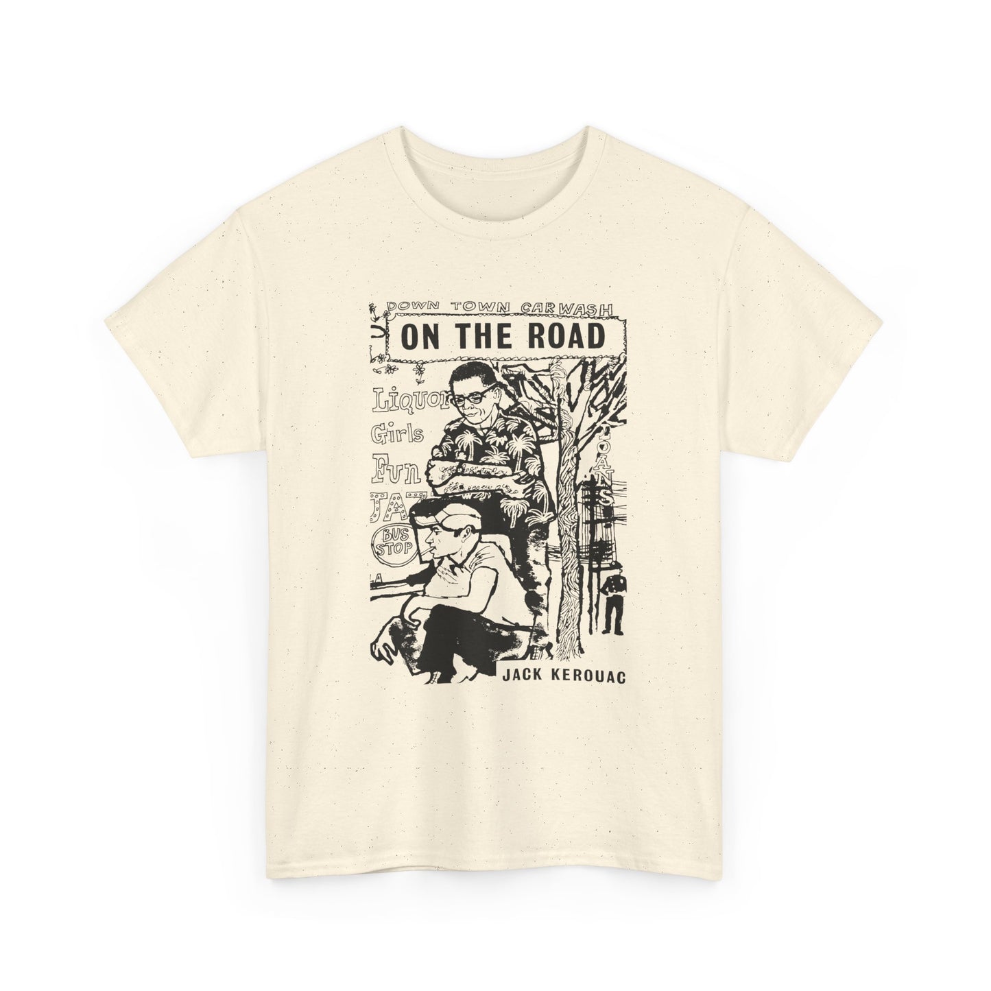 1957 on the road book cover illustration by len deighton reproduction tshirt