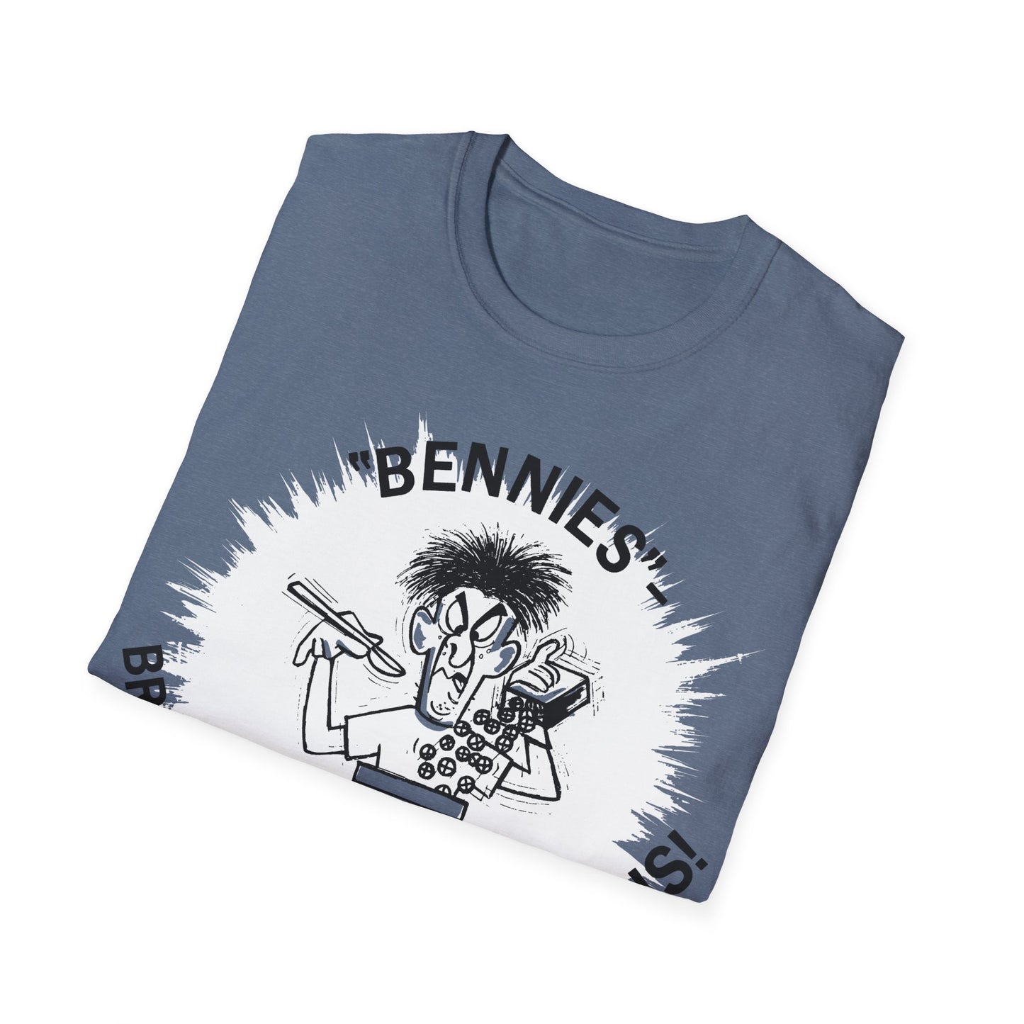 1960s/70s anti-drug poster tshirt "bennies - breakfast of chumpions! chumps are never champs!" by smartset smarteen s.o.s tshirt
