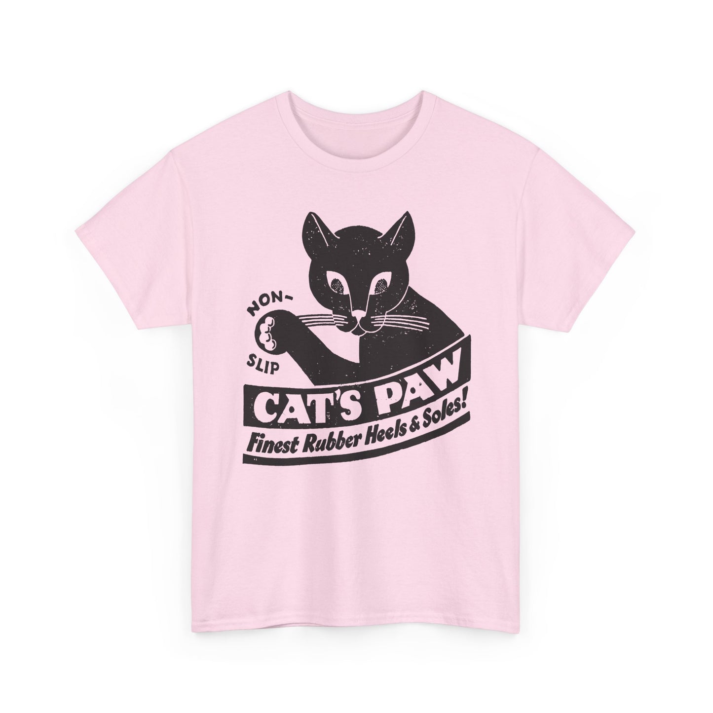 1940s cat's paw rubber heels and soles shoe company logo reproduction tshirt