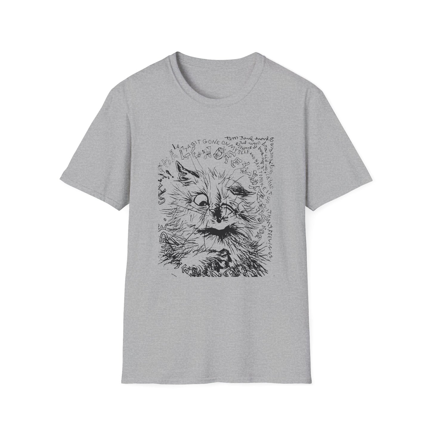 louis wain cat sketch i am a bit gone on myself and have to make it up with my feelings reproduction tshirt