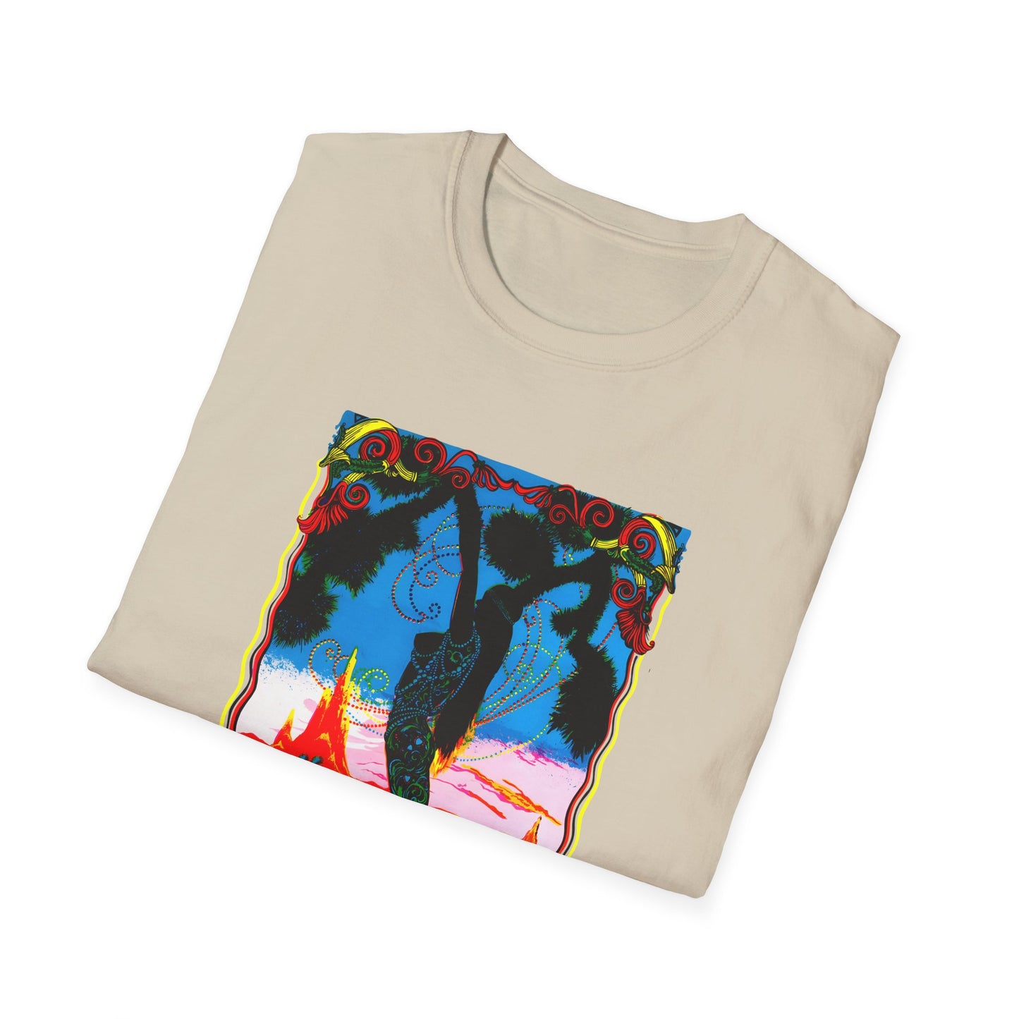 1960s dessert blossom black light psychedelic poster tshirt