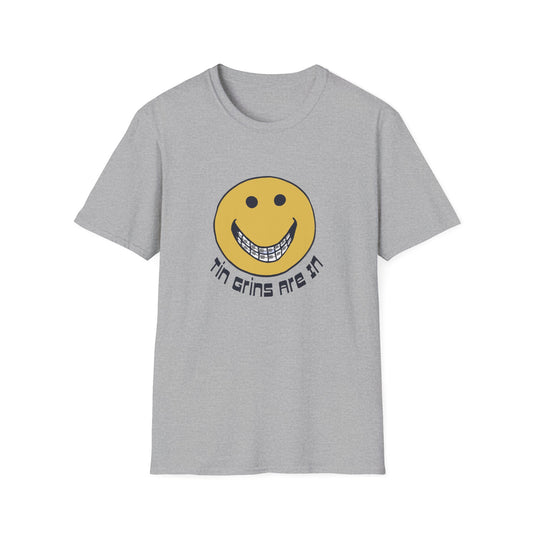 vintage tin grins are in 1970s design tshirt
