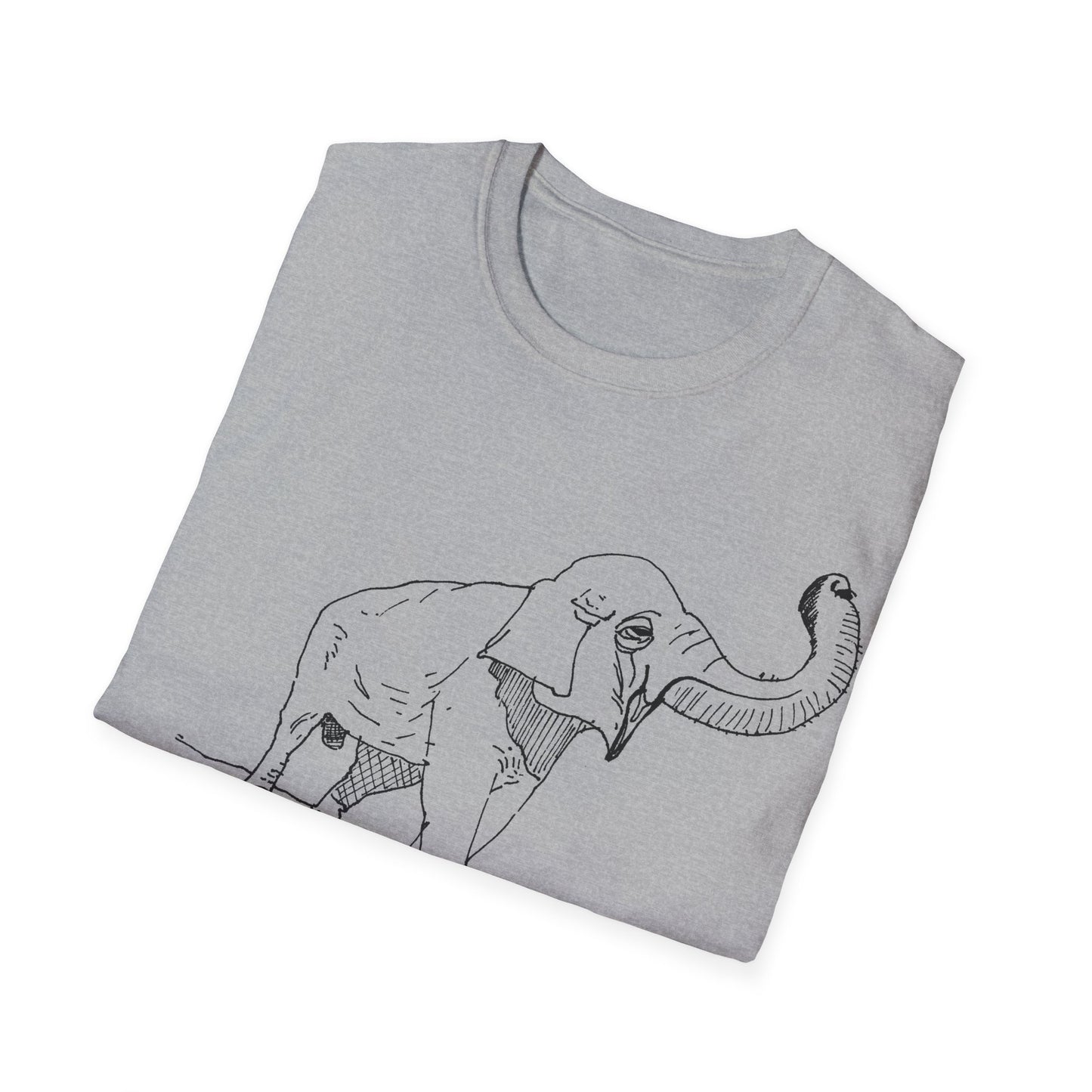 elephant kicks heroin habit original drawing tshirt. reference to xiguang the elephant