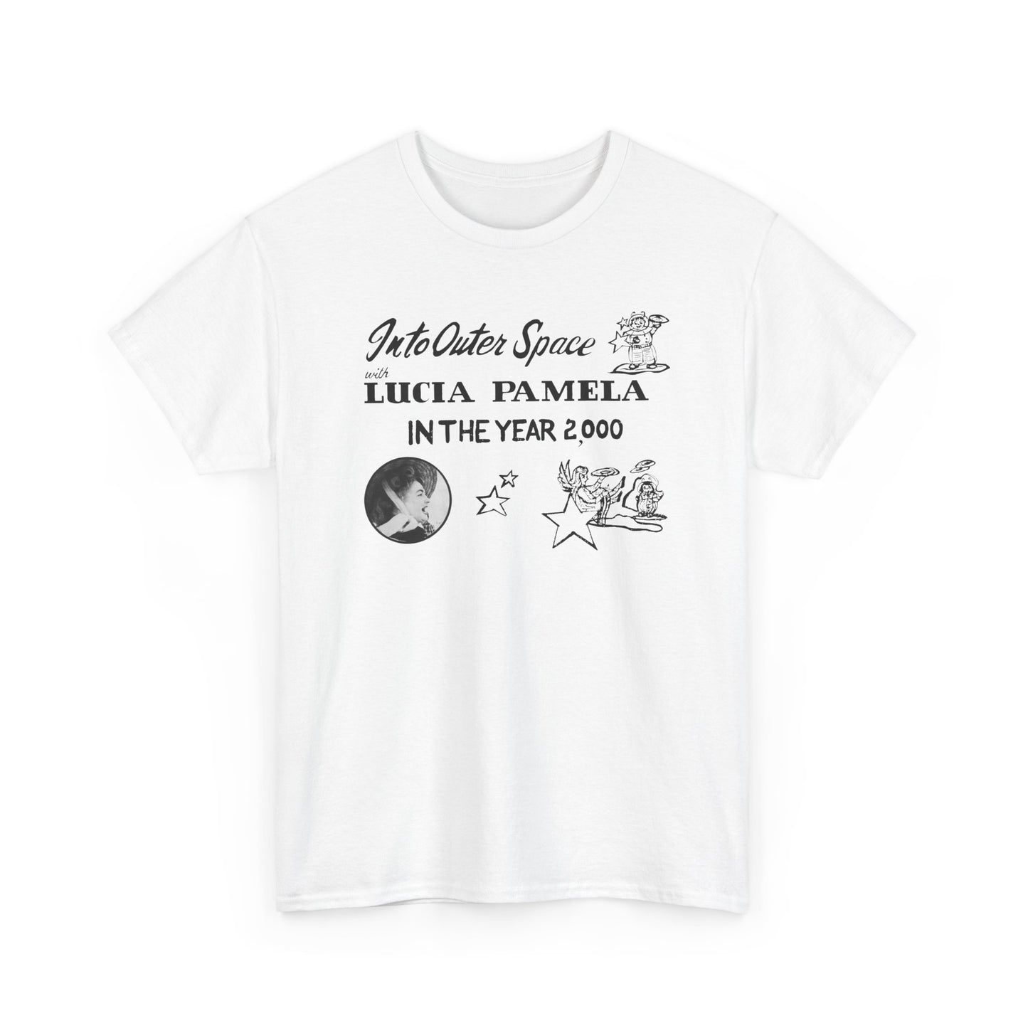 into outer space with lucia pamela in the year 2000 coloring book cover tshirt