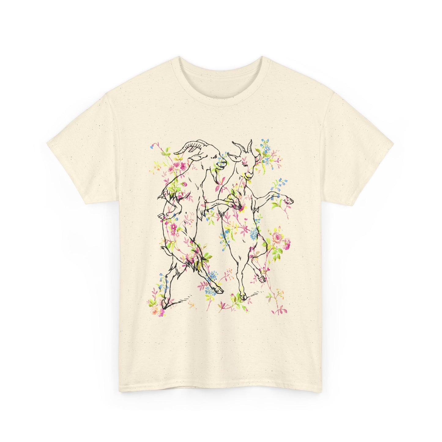 1898 dancing goats children's drawing merged with vintage wallpaper tshirt