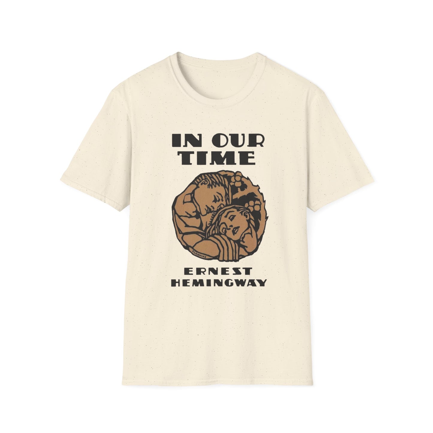 1925 ernest hemingway book cover by cleo damianakes for "in our time" the tshirt