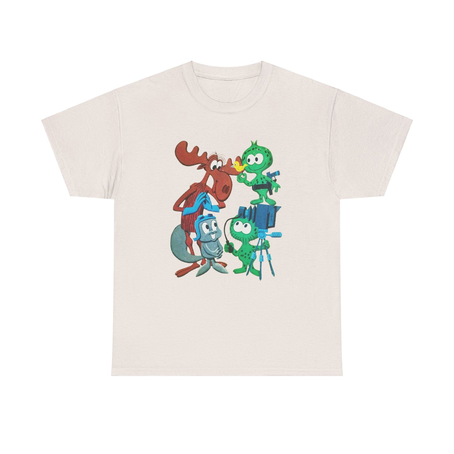 the rocky and bullwinkle show with gidney and cloyd reproduction tshirt