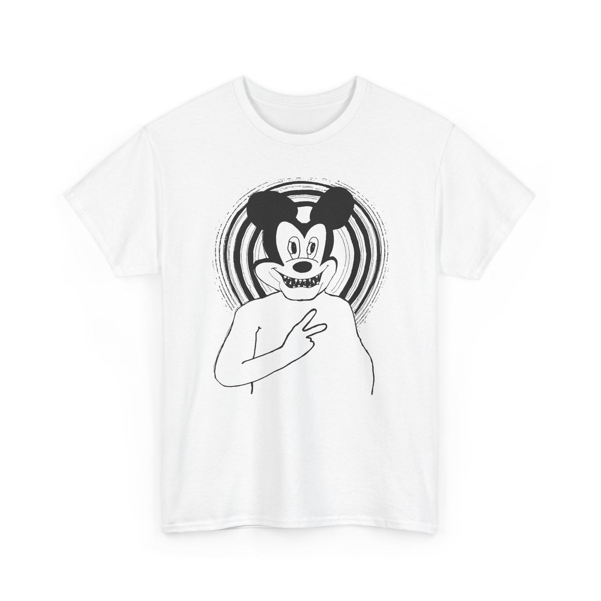 1960s british underground magazine peace sign mickey fan art edit with halo tshirt