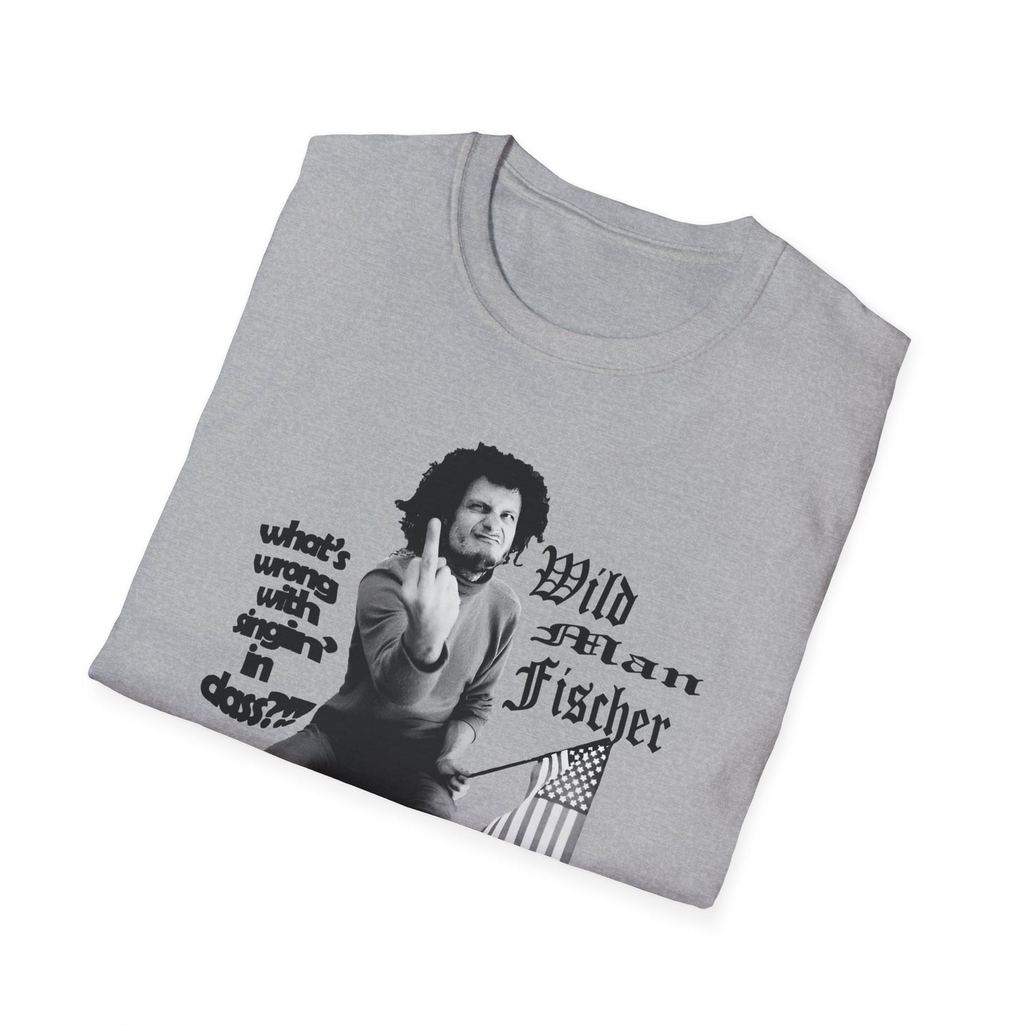 wild man fischer middle finger in black tshirt