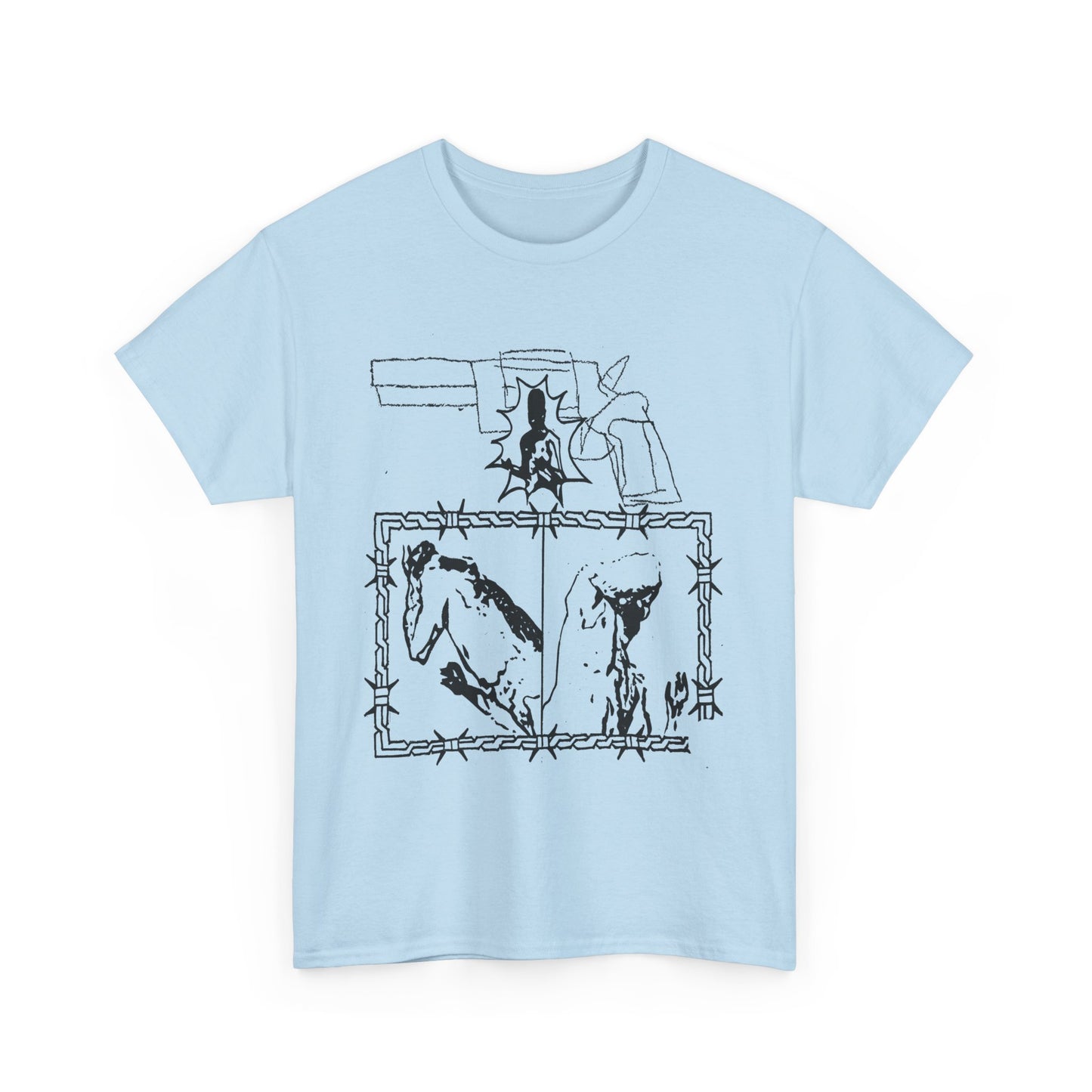 unknown gun and sheep illustration reproduction tshirt