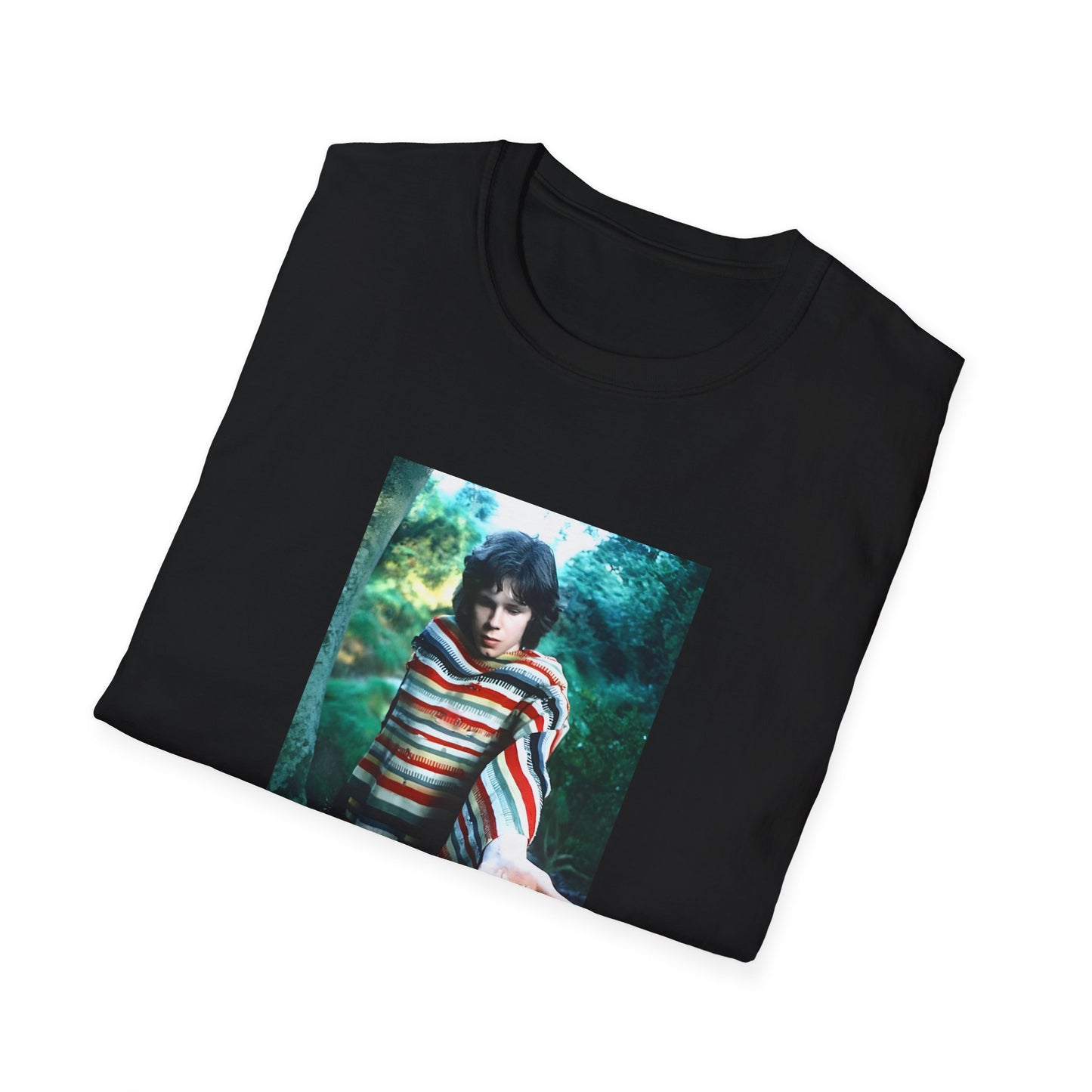 nick drake in the forest holding mushrooms tshirt