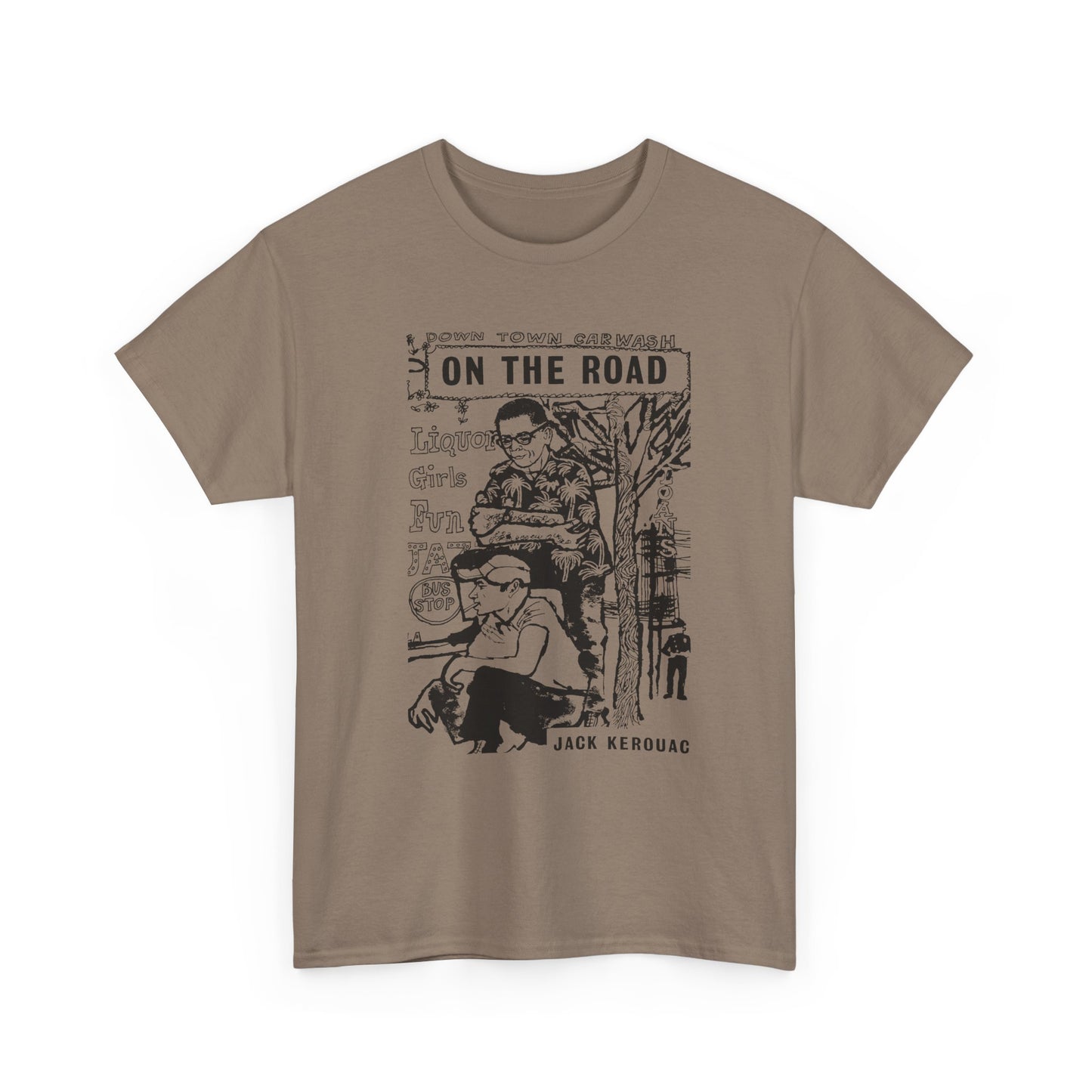 1957 on the road book cover illustration by len deighton reproduction tshirt