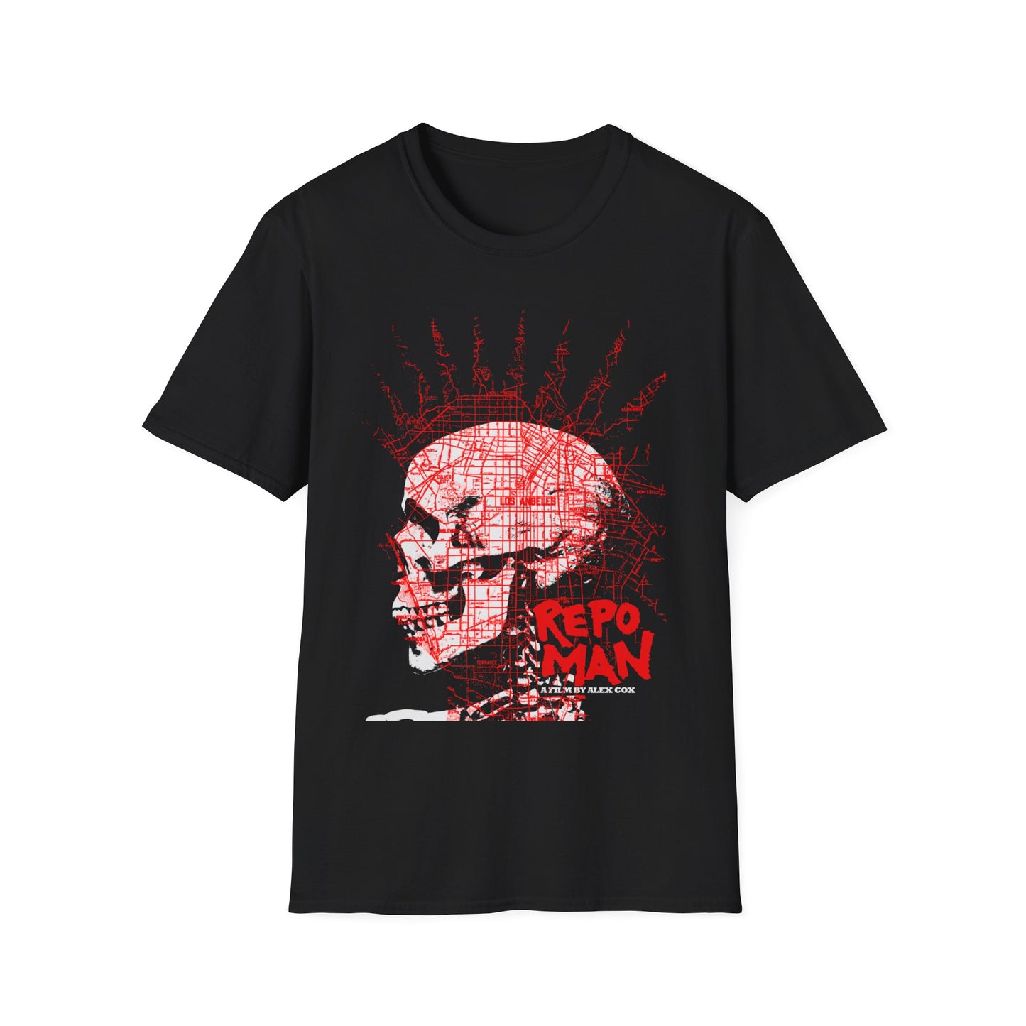 repo man skull punk in red tshirt