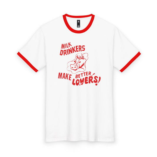 vintage milk drinkers make better lovers reproduction ringer tshirt