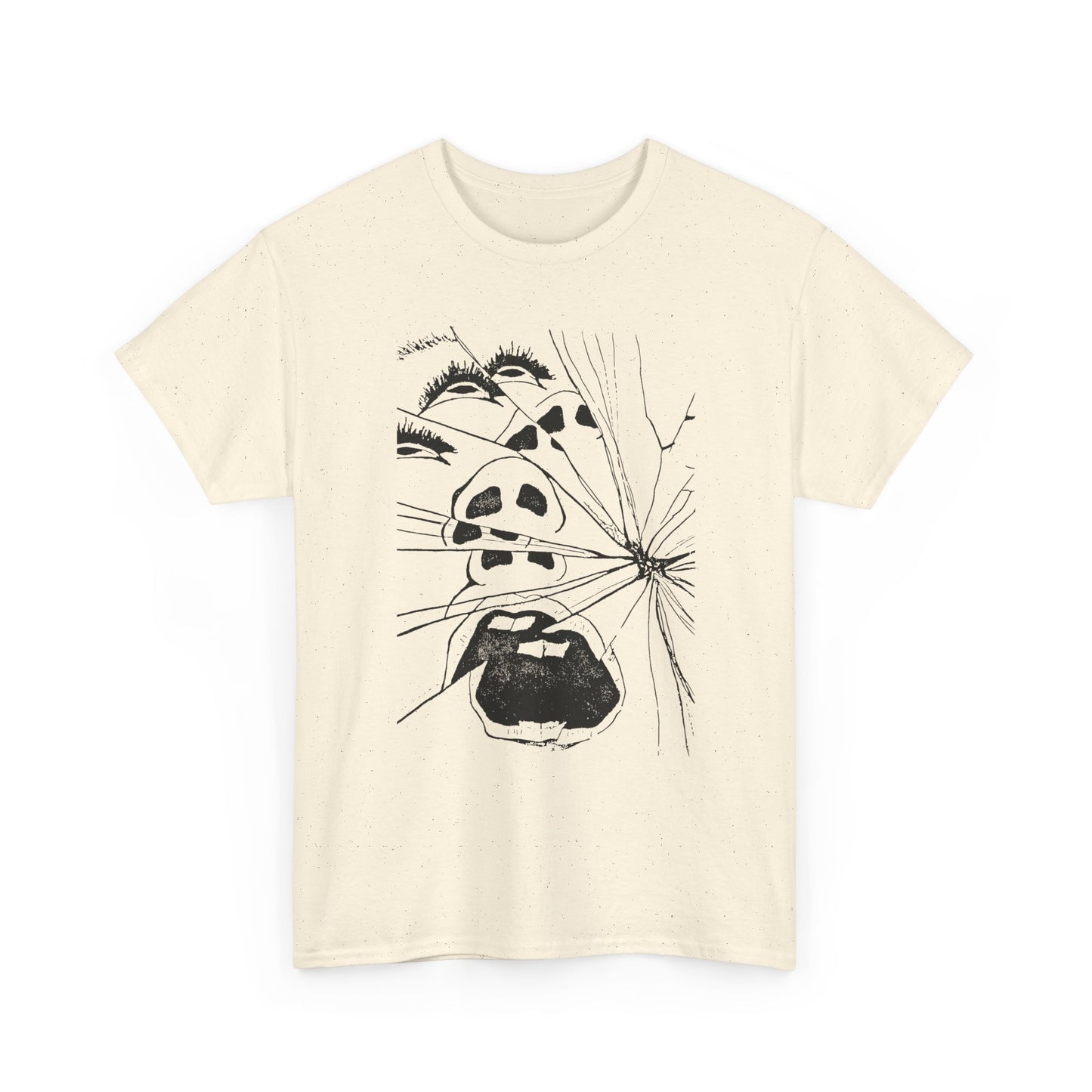 woman screaming through broken glass illustration custom edit tshirt