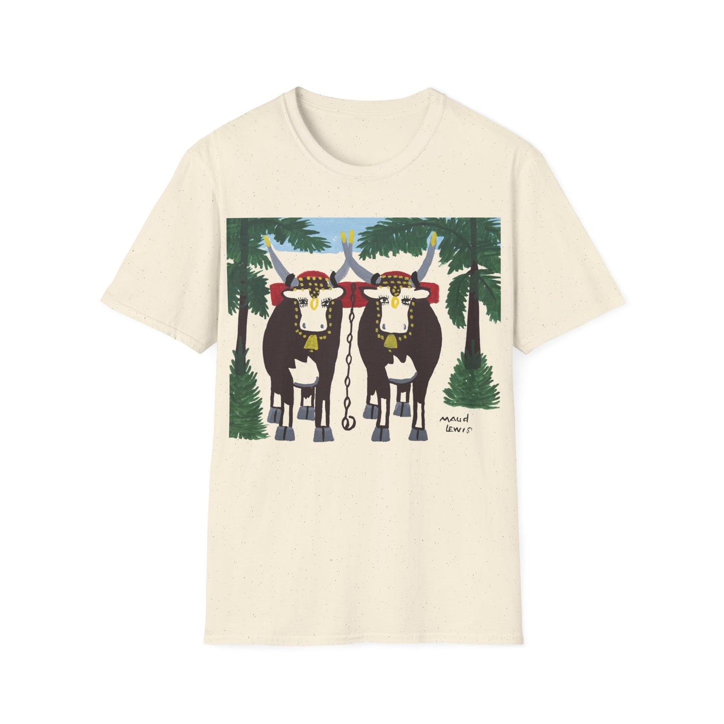 1960s maud lewis painting pair of oxen tshirt