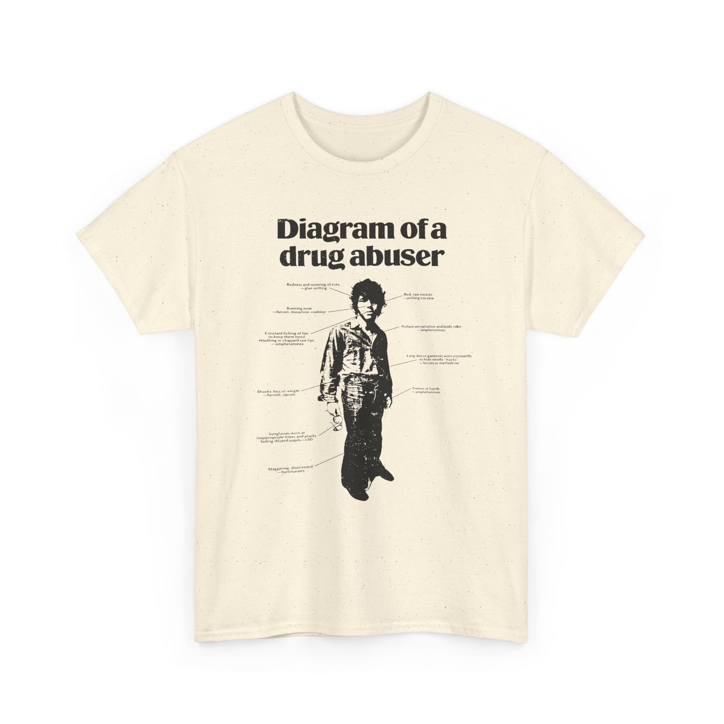 1970s diagram of a drug abuser tshirt