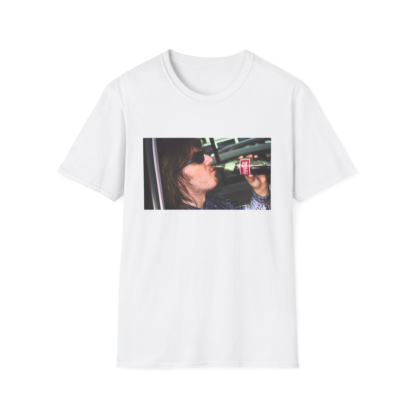 mitch hedberg drinking a soda photo tshirt, unisex softstyle