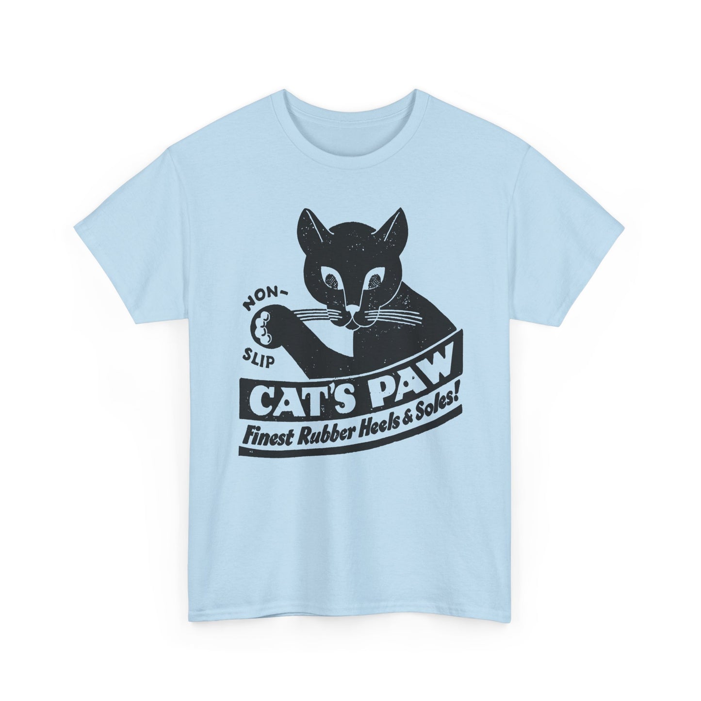 1940s cat's paw rubber heels and soles shoe company logo reproduction tshirt