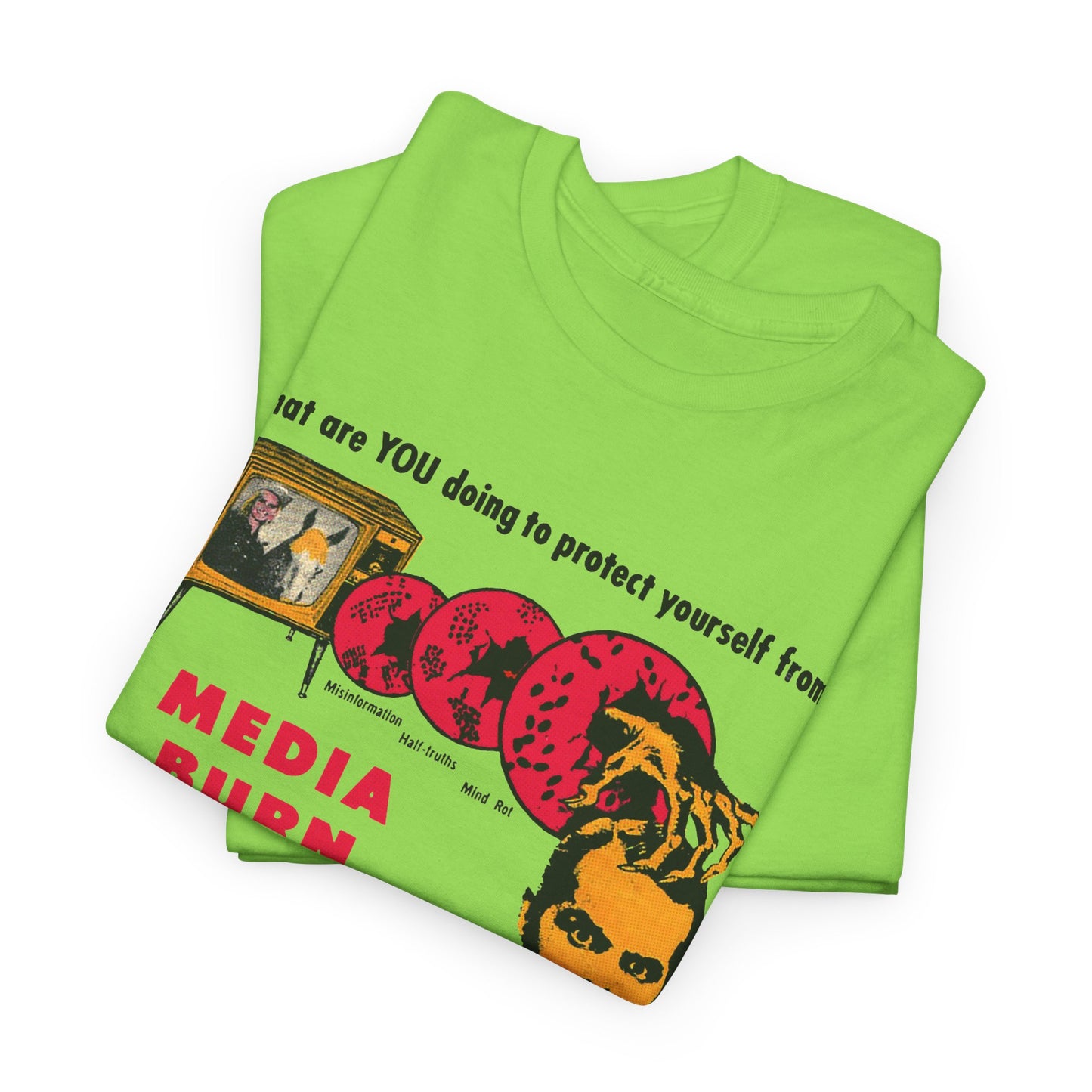 media burn the nation's leading mental crippler 1960s comix graphic tshirt