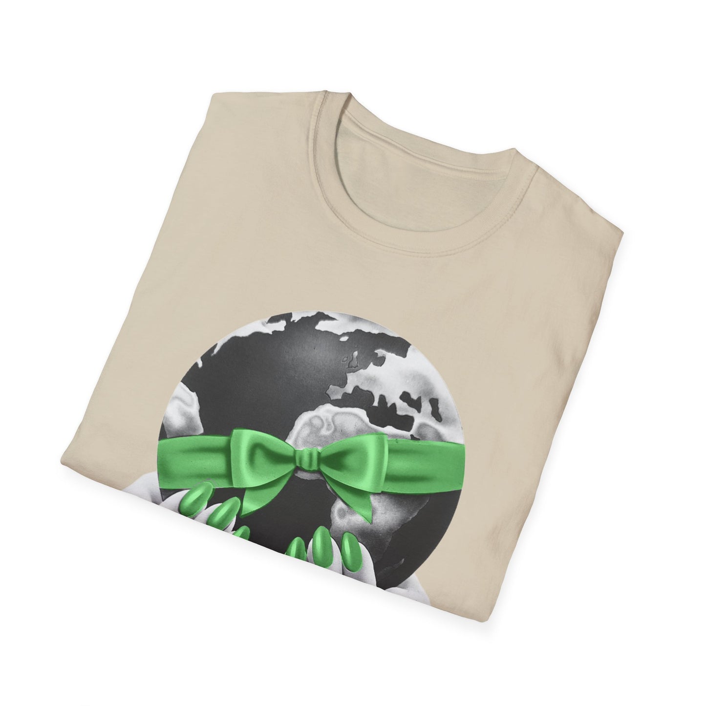 i'd give you the world 1980s graphic from a greeting card green nail version tshirt