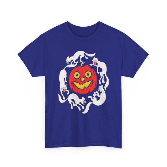 early 1900s halloween crepe paper jacko with cats custom edit tshirt
