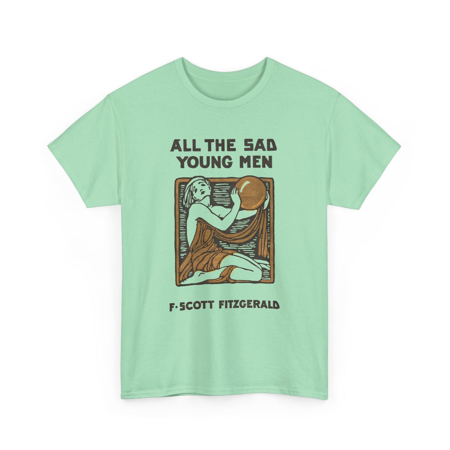 1926 f. scott fitzgerald book cover by cleo damianakes for all the sad young men tshirt